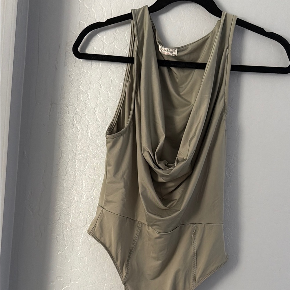 Free people Elegant Olive Drape Neck Women's bodysuit